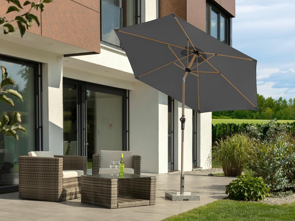 Sonnenschirm Cordoba BxHxT: 270x236x270 cm Anthrazit - Eichefarben/Anthrazit, Basics, Textil/Metall (270/236/270cm) - Schneider