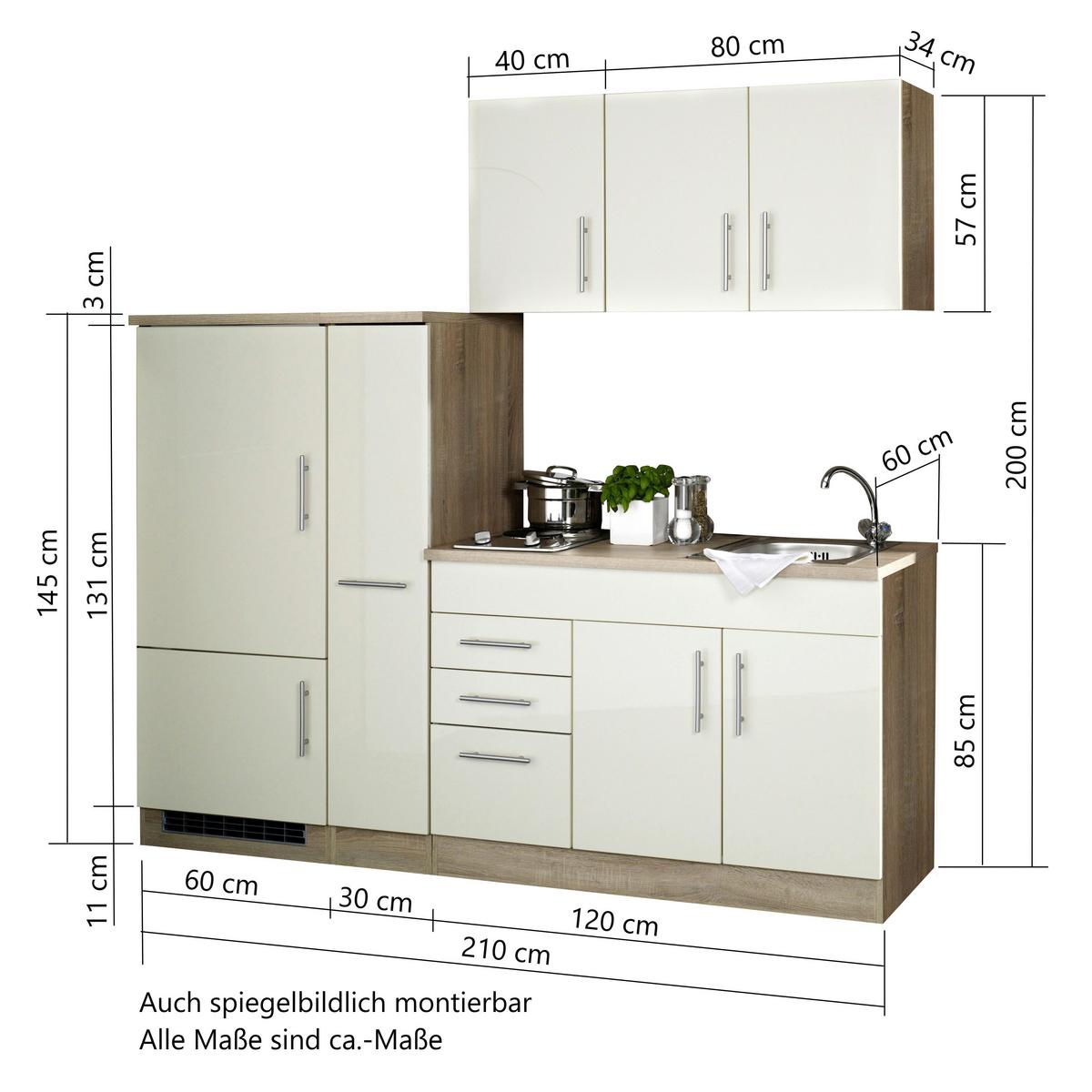 Küchenblock Toronto Buche Dekor B: 210 Cm - Buchefarben/Graphitfarben, MODERN, Holzwerkstoff (210cm) - Held