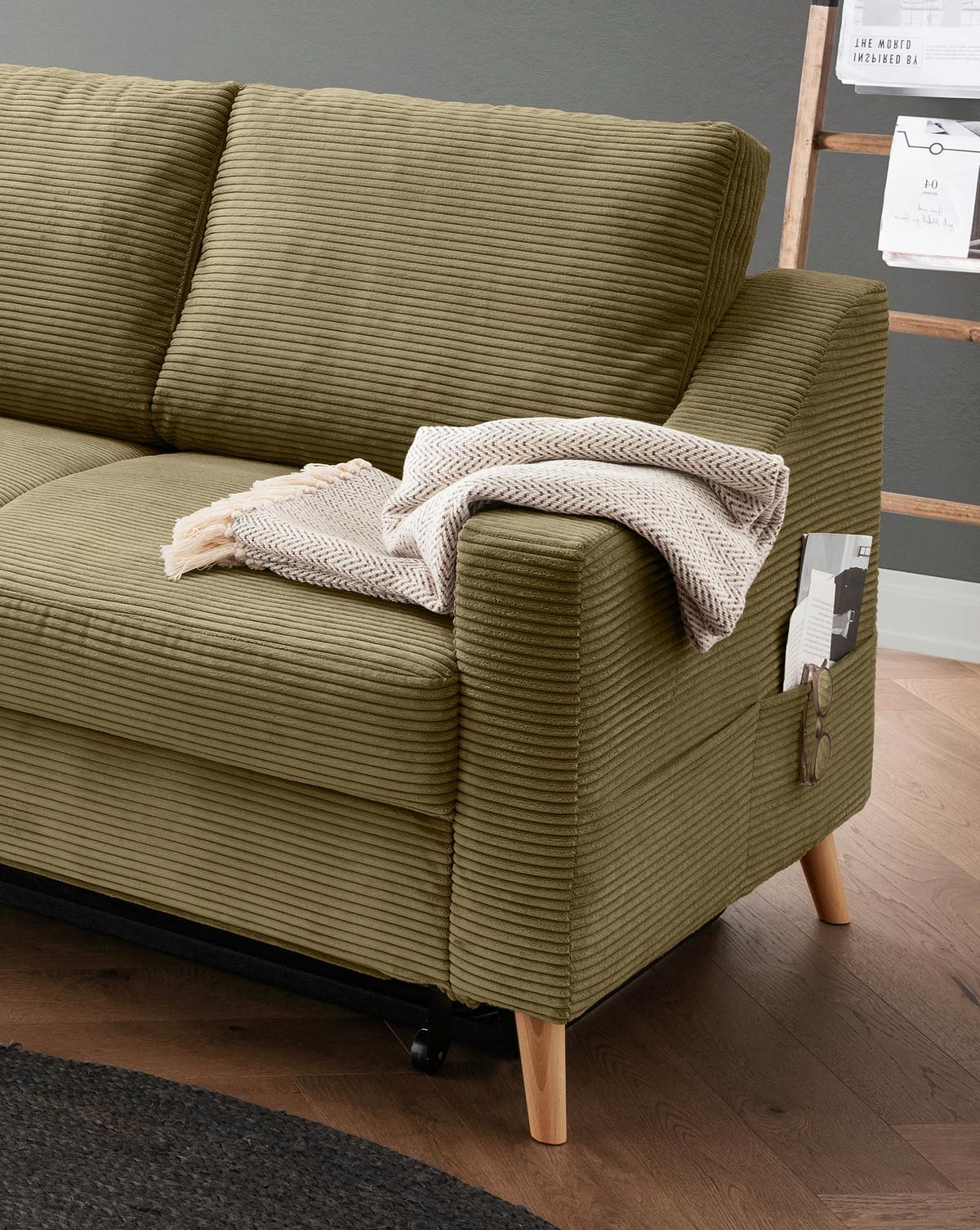 Ecksofa Valentina Olivgrün S: 200x230 Cm - Naturfarben/Olivgrün, MODERN, Textil (200/230cm) - Livetastic