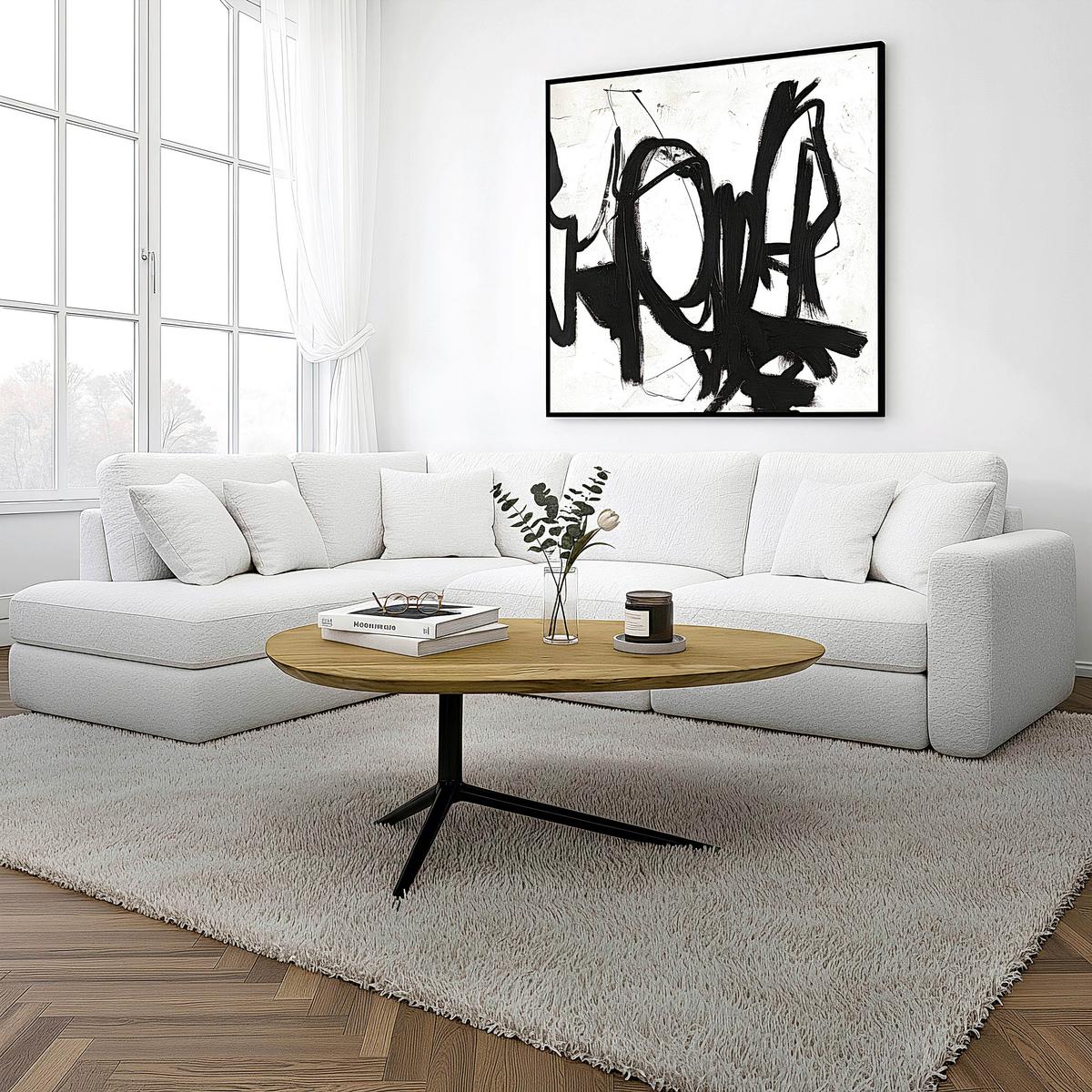 COUCHTISCH Braun L: 87cm - Schwarz/Braun, Design, Holz/Metall (87/50/36cm) - MID.YOU