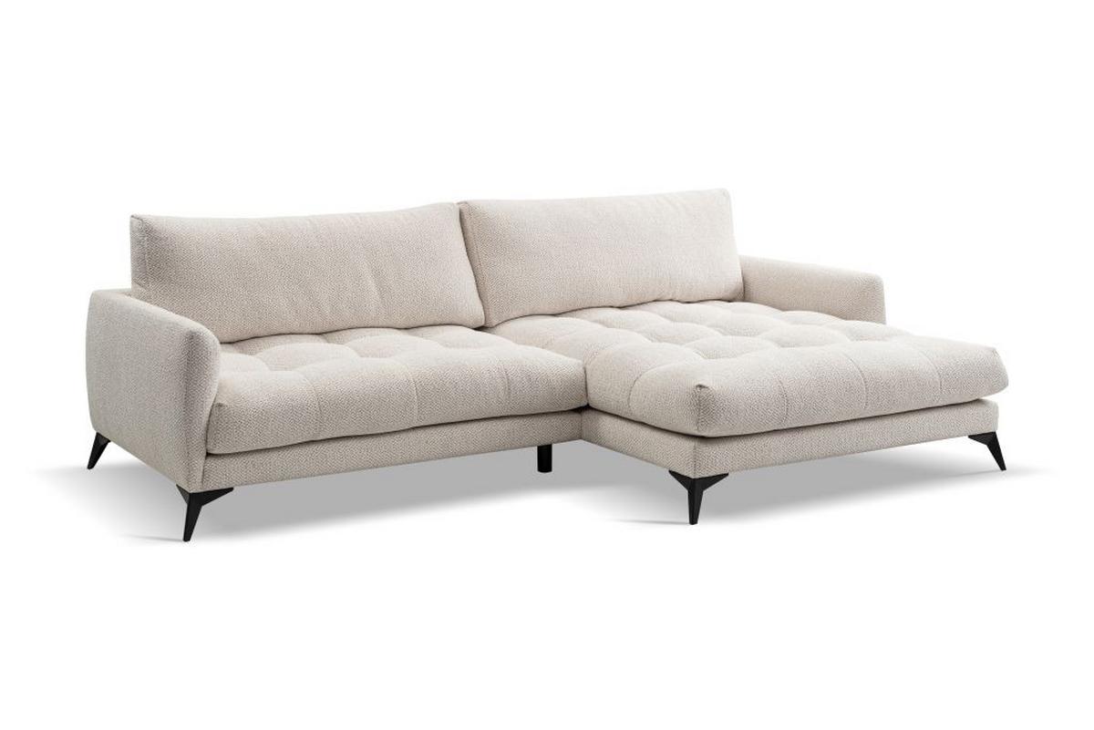 Rohová sedačka BRUCE, pravá, šedobílá - černá/šedobílá, kov/textil (273/161cm) - Mömax