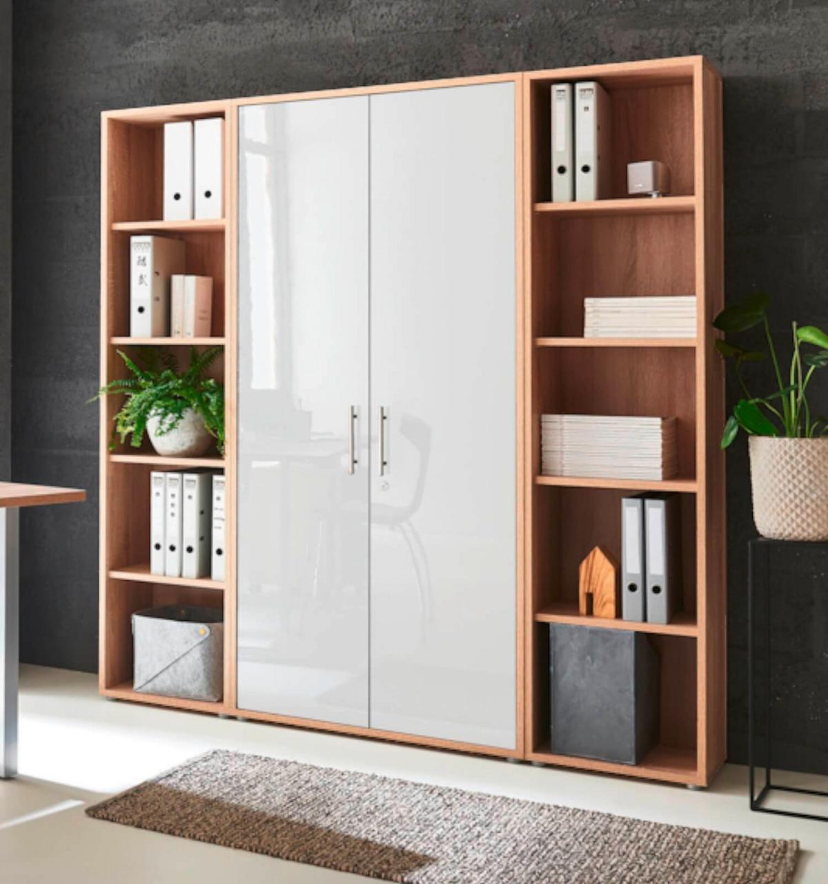 Office Edition B: 173 Cm Sonoma Eiche/weiß - Weiß Hochglanz/Sonoma Eiche, MODERN, Holzwerkstoff (173/186/33cm) - MID.YOU