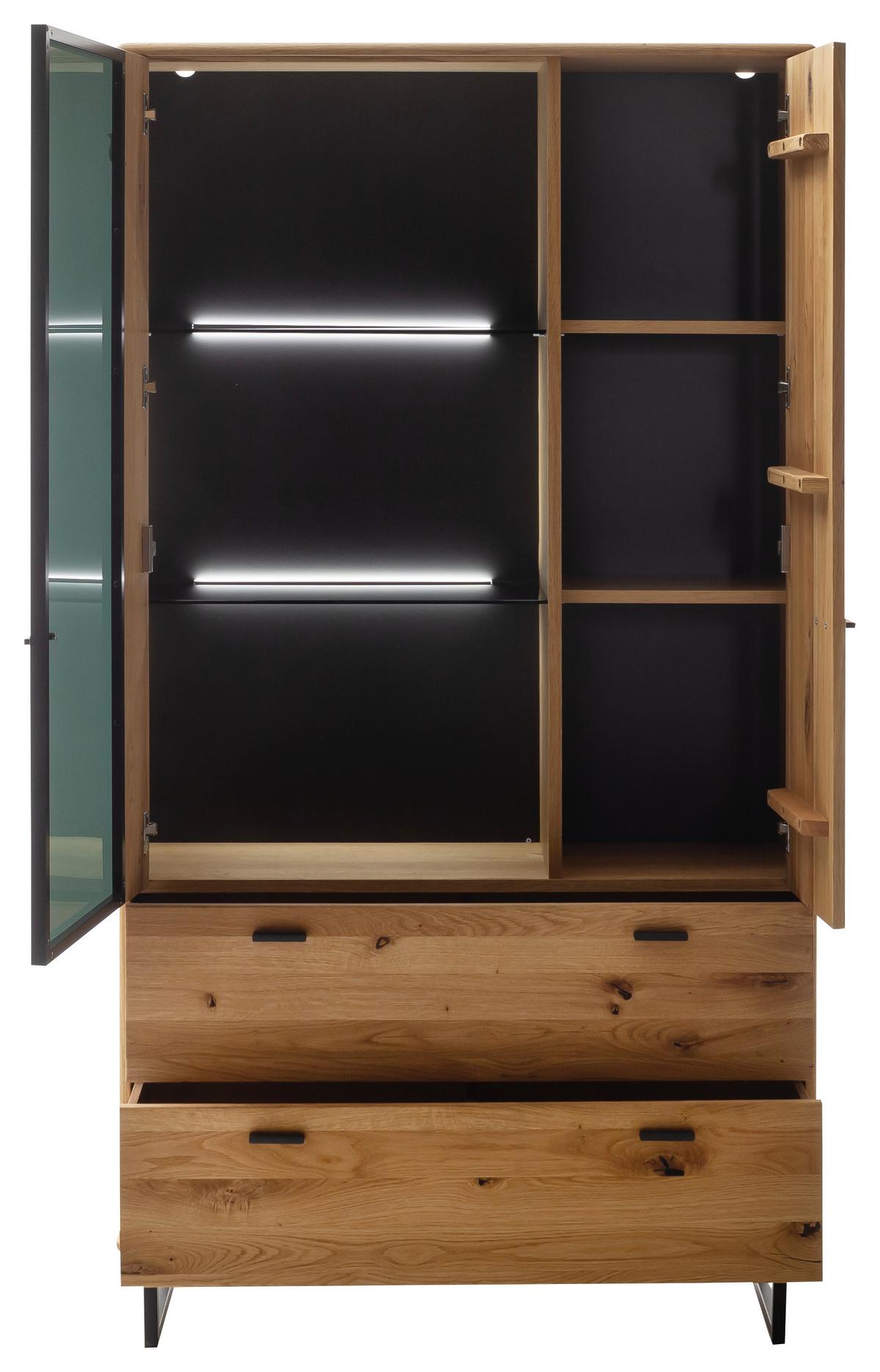 Vitrine Arezzo Wildeiche/Anthrazit B: 100 cm - Wildeiche/Anthrazit, Design, Glas/Holz (100/186/37cm) - MID.YOU
