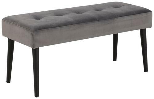 Garderobenbank Glory B: 95 cm Gepolstert Samt Grau - Dunkelgrau/Schwarz, Trend, Textil/Metall (95/45/38cm) - Livetastic
