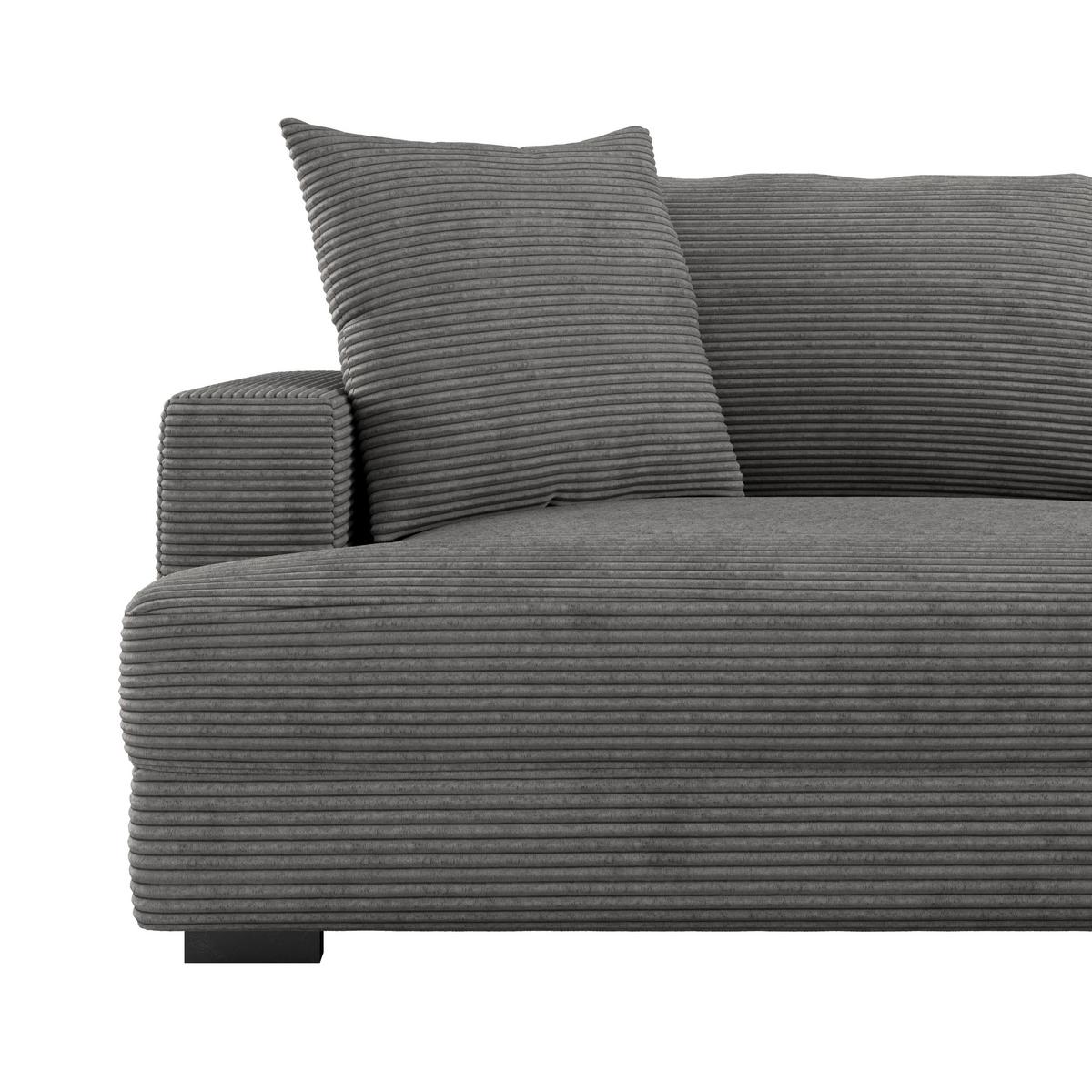 Big Sofa Pelle Mit Kissen B: 261 Cm Dunkelgrau - Wengefarben/Dunkelgrau, Trend, Textil (261/124cm) - Luca Bessoni