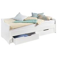 Tárolós Ágy Anna - bükkszínű/fehér, Modern, faalapú anyag/fa (90/200cm)