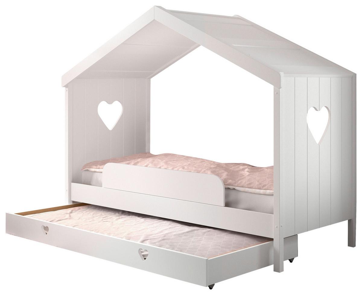 Hausbett Amori 90x200cm Kiefer Weiß, Lade+rollrost+sicherung - Weiß, Natur, Holz (90/200cm) - MID.YOU
