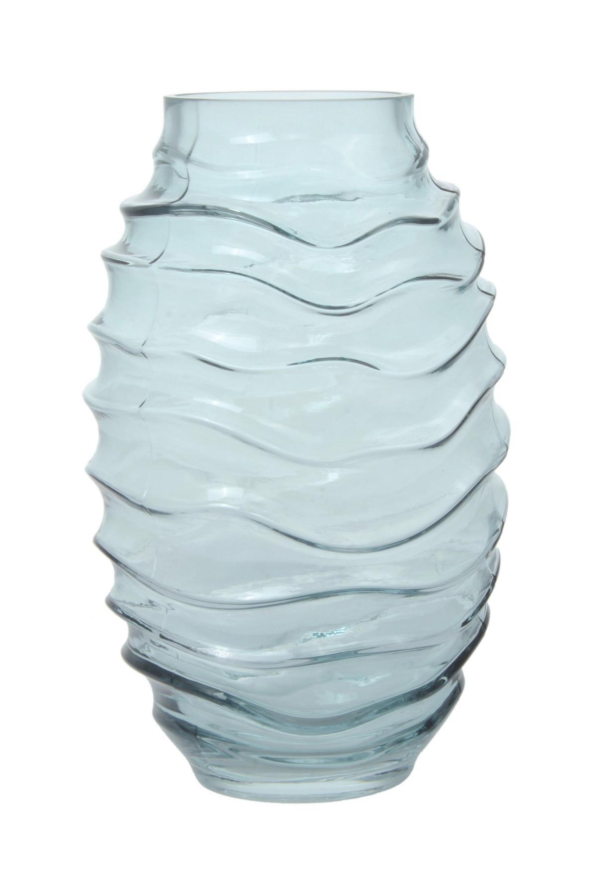 Vase Sidney Bauchig Glas Blau H: 25,5 Cm - Blau, Design, Glas (16/25,5/16cm) - Kayoom