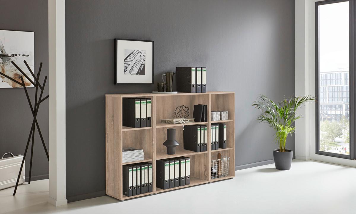 Aktenregal Sonoma Eiche Dekor B: 44,1cm - Silberfarben/Sonoma Eiche, MODERN, Holzwerkstoff (44,1/113,6/33cm) - MID.YOU