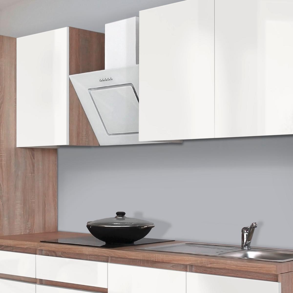 Küchenzeile Premium mit Geräten 270 cm Weiß/Eiche Dekor Modern - Eichefarben/Weiß, MODERN, Holzwerkstoff (270cm) - Respekta