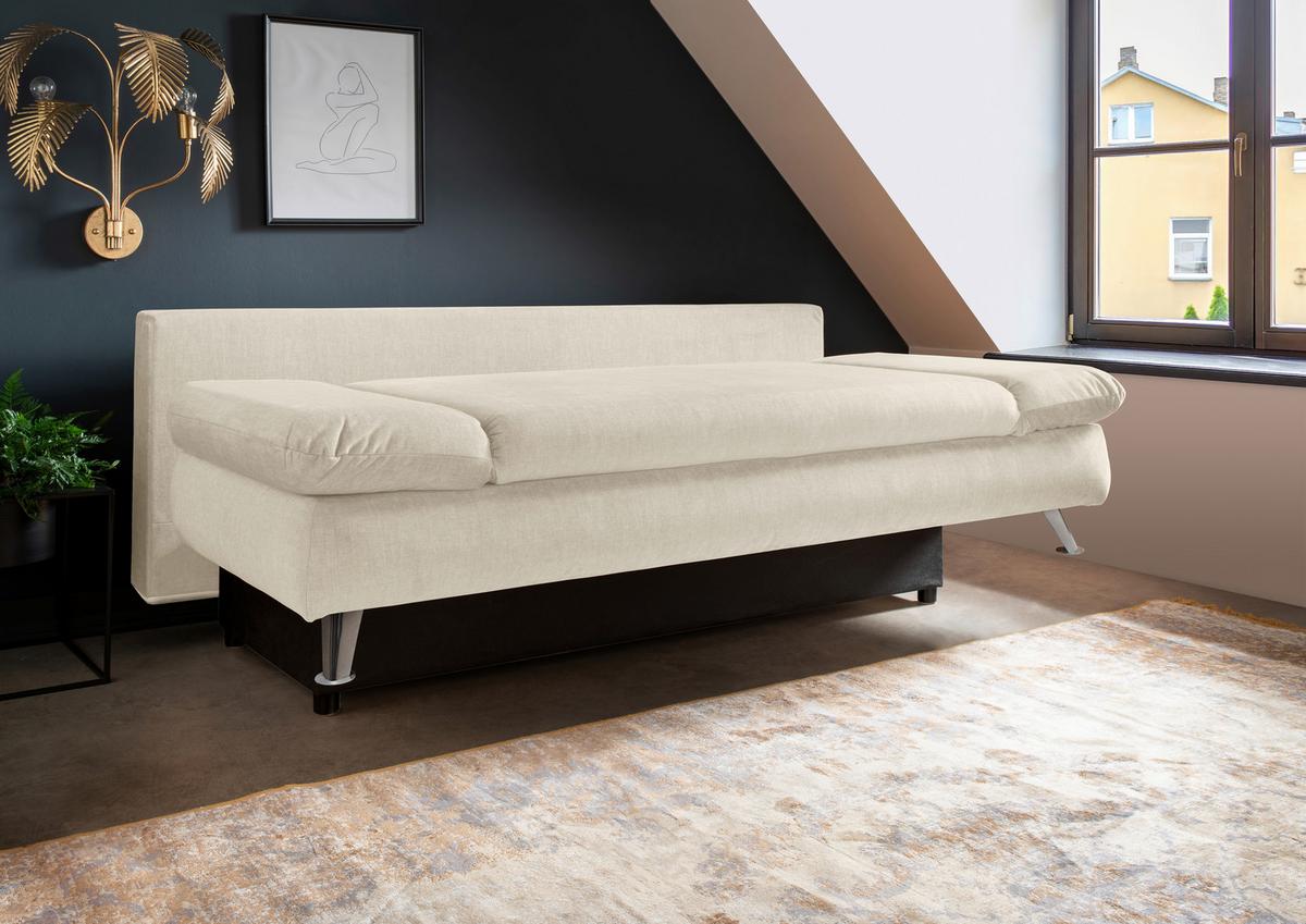 Schlafsofa Dale Beige B: 208 Cm - Chromfarben/Beige, MODERN, Textil (208/86/95cm) - Livetastic