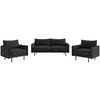 Sitzgarnitur Samos Dunkelgrau B: 215 Cm - Dunkelgrau/Schwarz, Design, Textil (215/85/92cm) - Livetastic