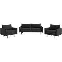 Sitzgarnitur Samos Dunkelgrau B: 215 cm - Dunkelgrau/Schwarz, Design, Textil (215/85/92cm) - Livetastic