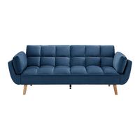 Rozkladacia pohovka CORA, modrý zamat, max. 360 kg - modrá/prírodná farba, Modern, drevo/textil (214/92/81cm) - Bessagi Home