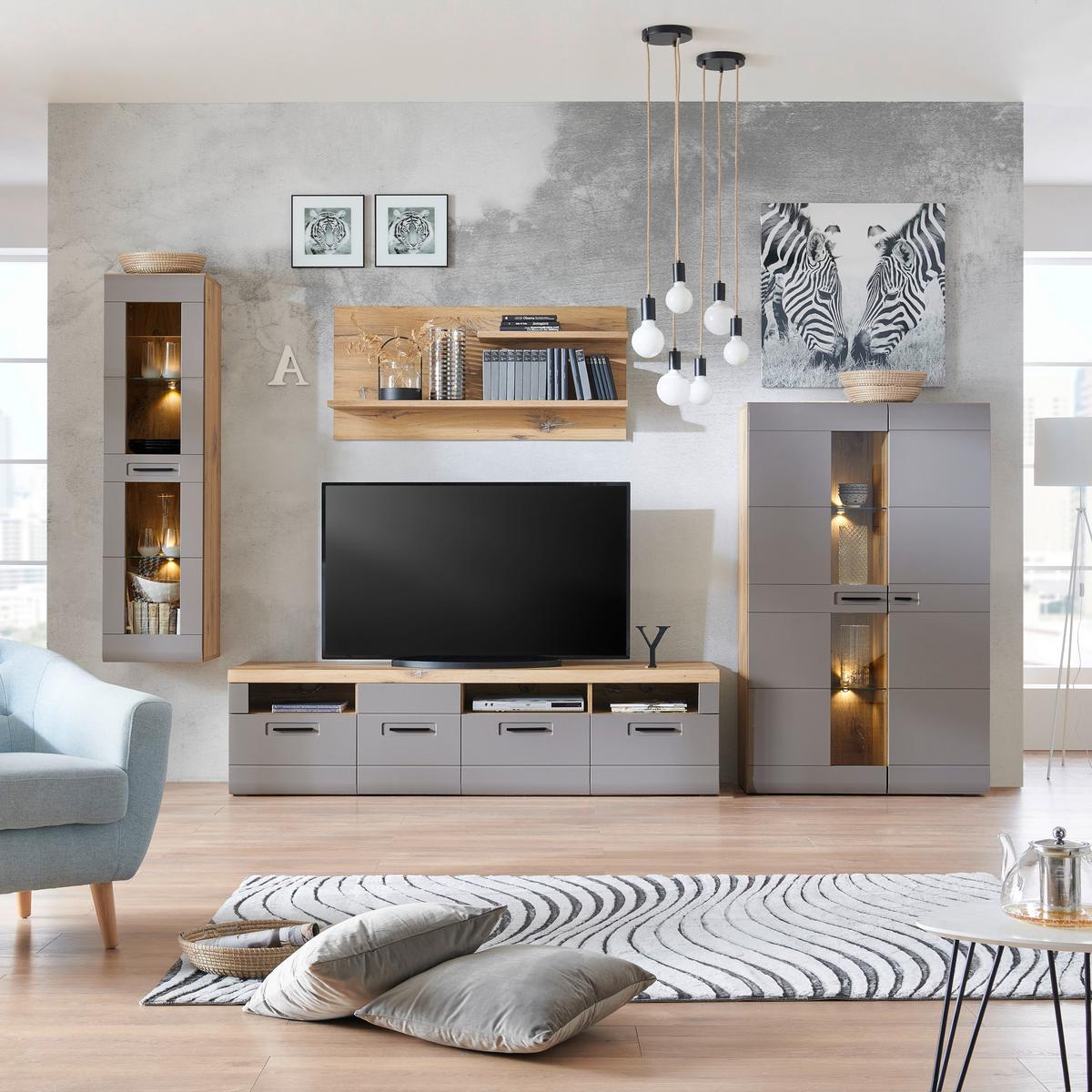 KOMODA POD TELEVIZI AURIS - šedá, Moderní, kompozitní dřevo/plast (190/49,5/49,6cm) - Luca Bessoni