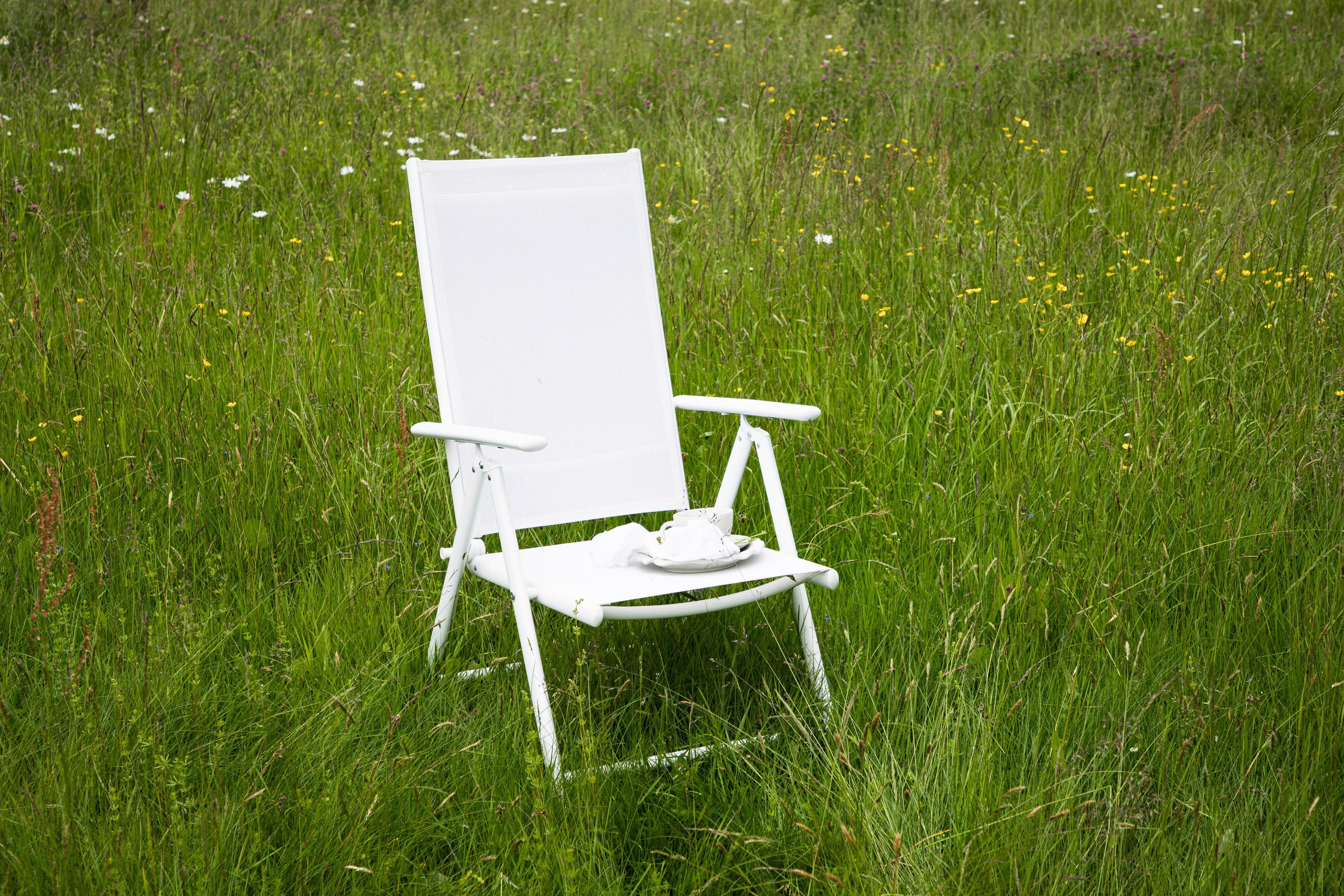 Gartenstuhl-set Klappbar Break Aluminium, Textil - Weiß, KONVENTIONELL, Textil/Metall (55/107,5/62cm) - Gardenson