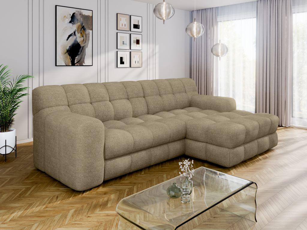 Dizajnová sedačka KARL, pravá, sivohnedá - čierna/taupe, Modern, textil/plast (287/169cm) - Bessagi Home