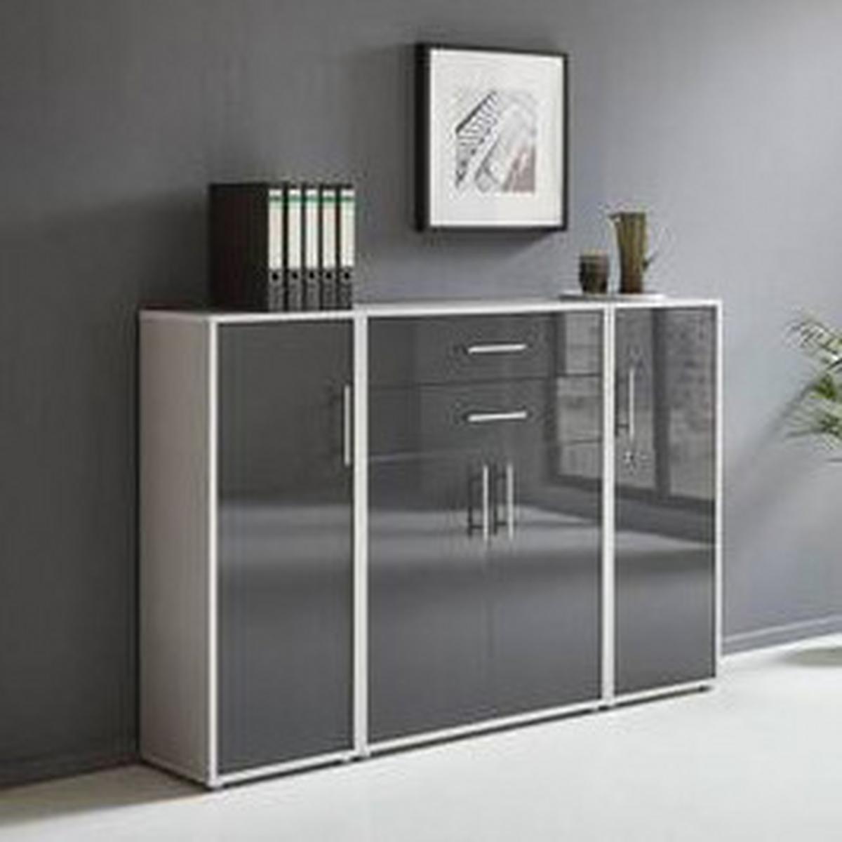 Aktenschrank Office Edition Grau/anthrazit Hg, B:172,6cm - Anthrazit Hochglanz/Grau, MODERN, Holzwerkstoff (172,6/113,6/33cm) - MID.YOU