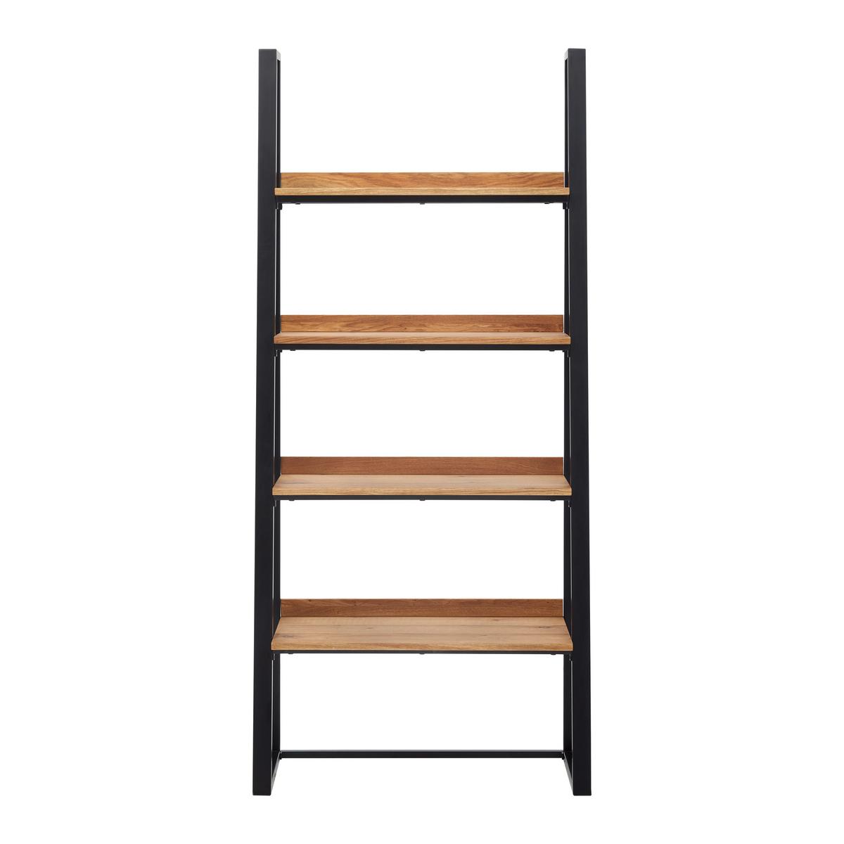 Industriálny regál Juno 90cm - černá/barvy dubu, Moderní, kov/dřevo (90/200/40cm) - Bessagi Home
