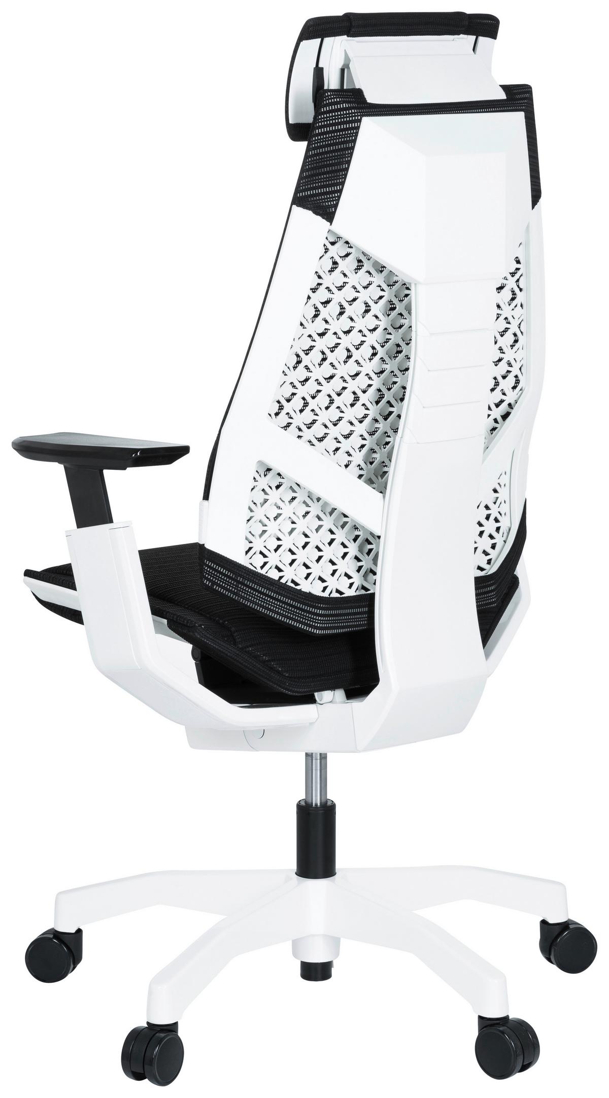 Bürostuhl Genidia Pro Mit Armstützen Schwarz/weiß - Schwarz/Weiß, MODERN, Kunststoff/Textil (57/114/46cm) - MID.YOU