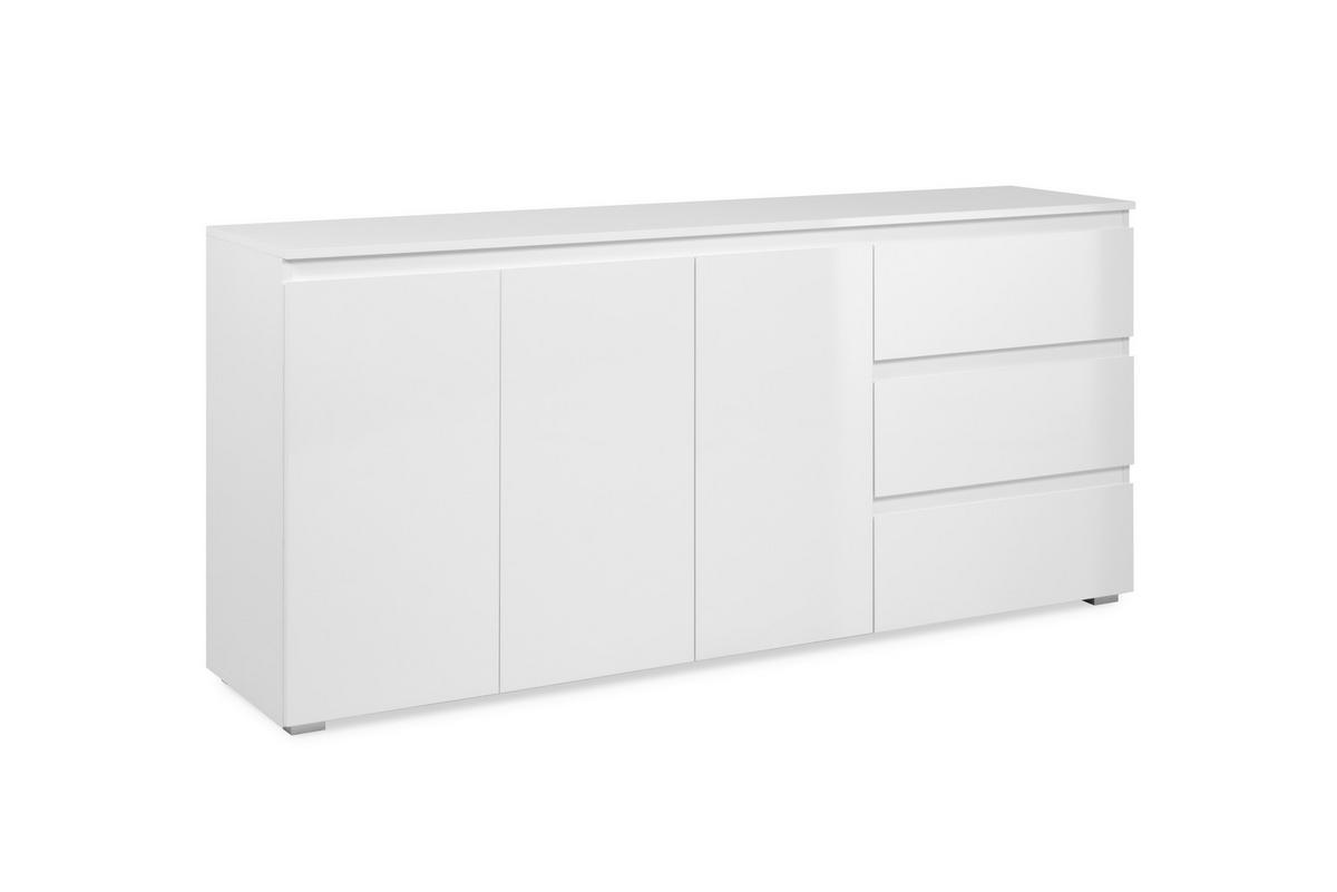 Sideboard Capetown Weiß HG B: 179 cm - Weiß Hochglanz/Silberfarben, Trend, Holzwerkstoff (179/80,5/40cm)