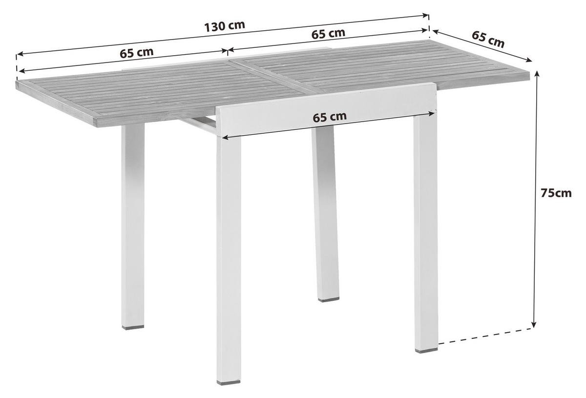 Balkontisch Balkonausziehtisch - Graphitfarben/Naturfarben, MODERN, Holz/Metall (65-130/75/65cm) - Gardenson