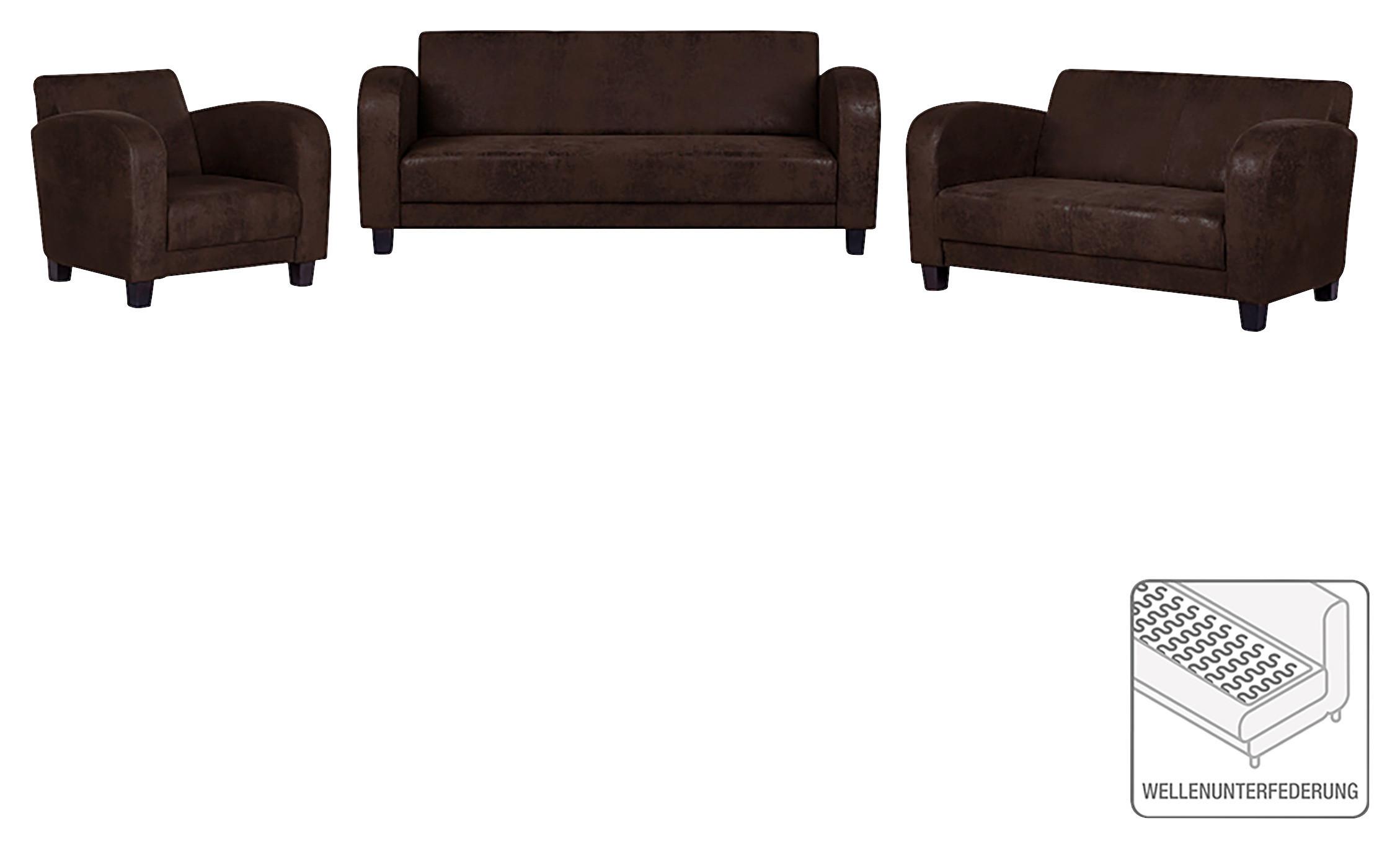 Sitzgarnitur Antis Braun B: 92 Cm - Dunkelbraun, Design, Textil (92/80/89cm) - Livetastic