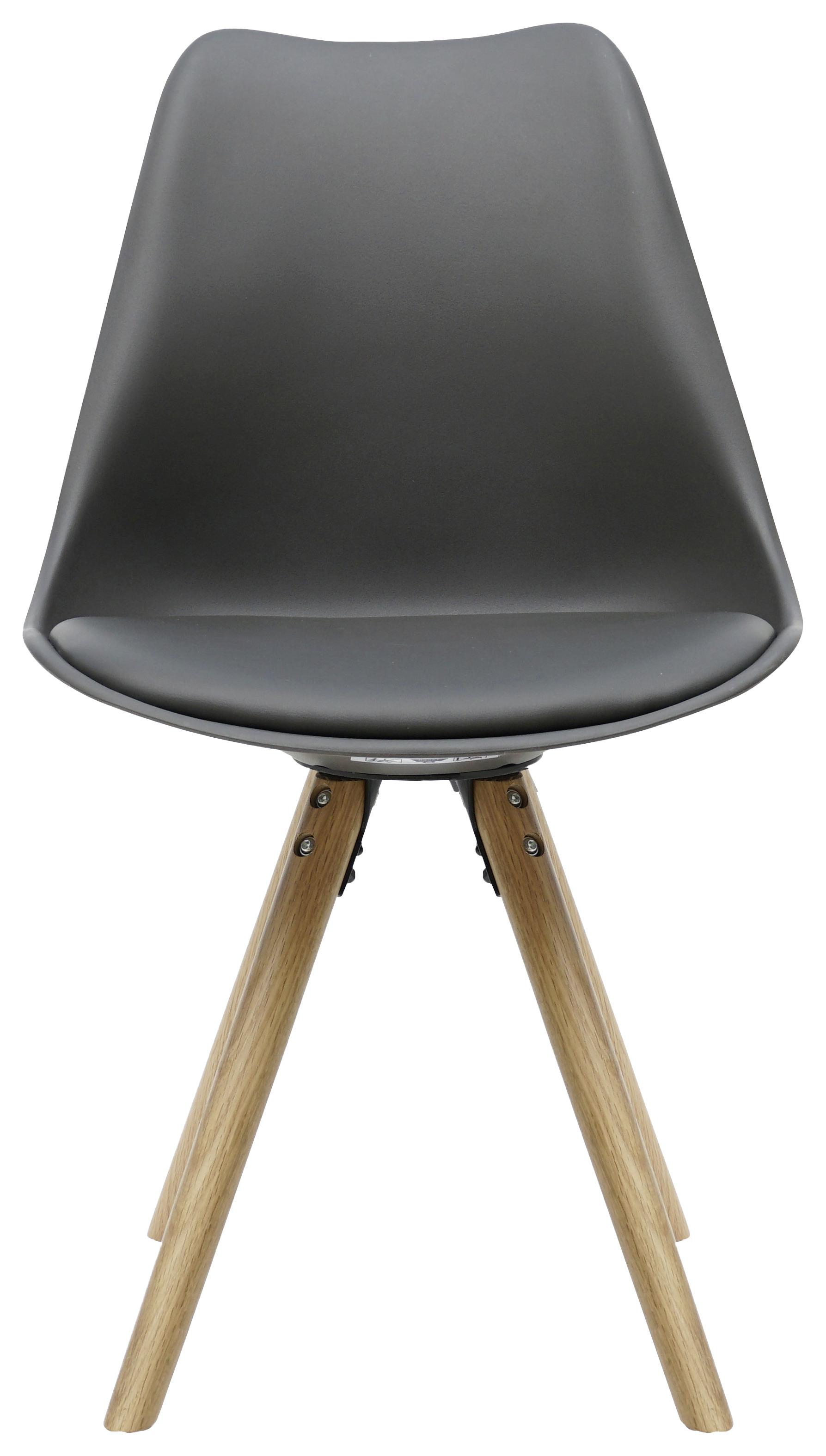 Jídelní židle Lilly s dřevěnýma nohama, šedá - šedá/barvy dubu, Moderní, dřevo/plast (48/81/57cm) - Mömax