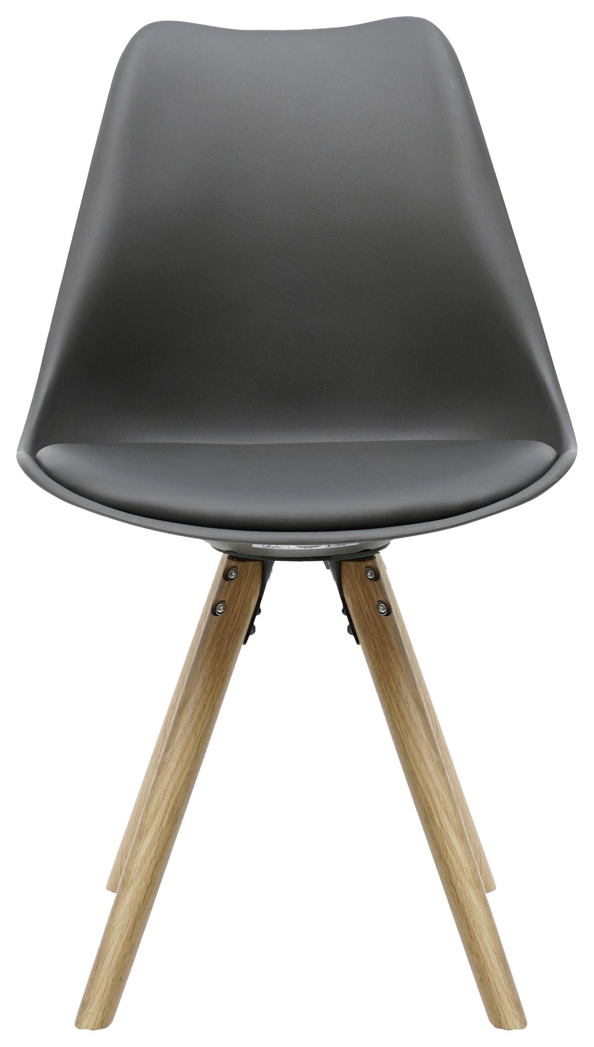 Jedálenská stoličky Lilly, s drevenými nohami, sivá - sivá/farba duba, Modern, drevo/plast (48/81/57cm) - Mömax
