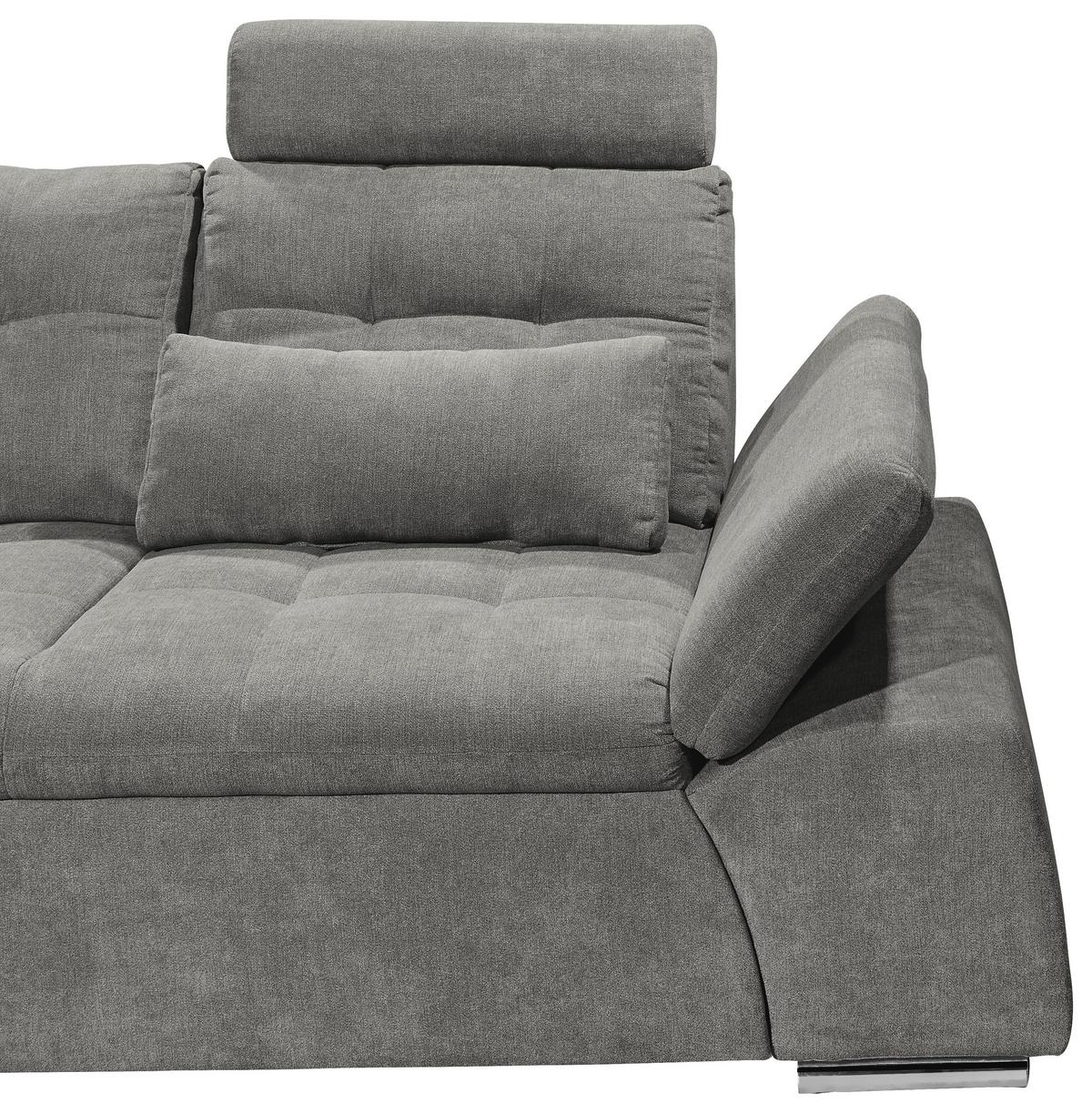 Ecksofa mit Schlaffunktion Nalo Longchair, Webstoff - Silberfarben/Grau, KONVENTIONELL, Holzwerkstoff/Textil (170/268cm) - MID.YOU