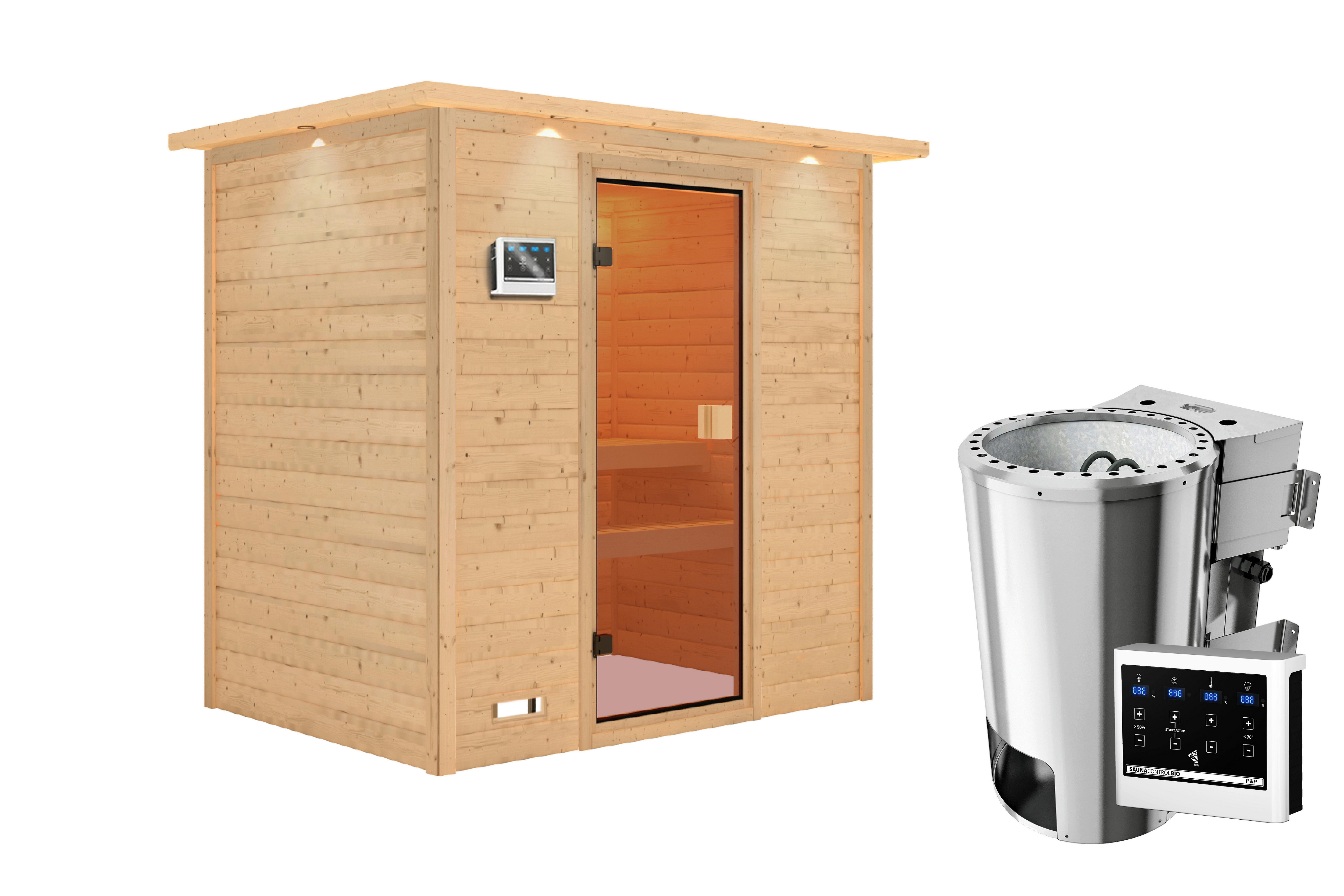 Sauna Helena Front 196/191/145 Cm - Fichtefarben, Basics, Holz (196/191/145cm)