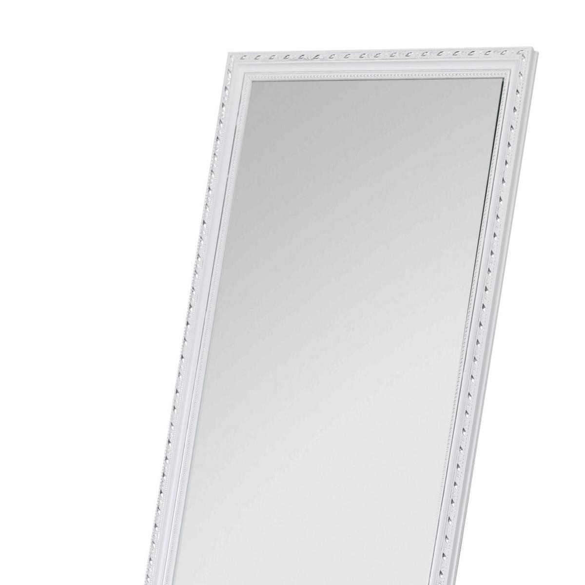 Standspiegel Pisa Rechteckig 34x160cm Weiß/silber - Silberfarben/Weiß, MODERN, Glas/Holz (34/160/2,3cm)