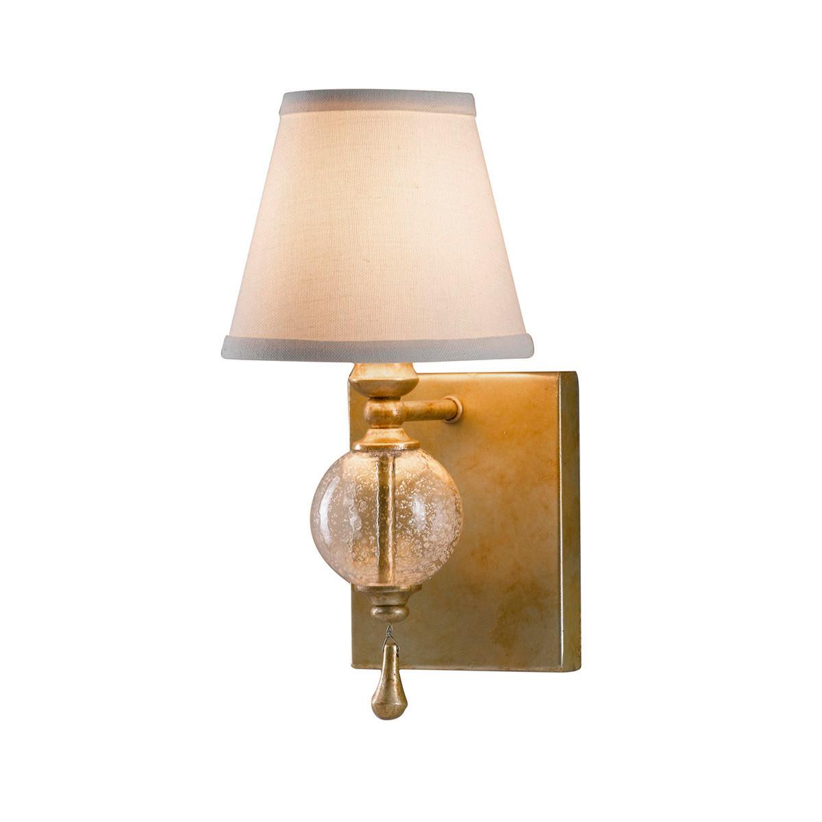 Wandleuchte Fe-Argento1 - Silberfarben/Goldfarben, Basics, Textil/Metall (14/29.8cm) - Elstead Lighting