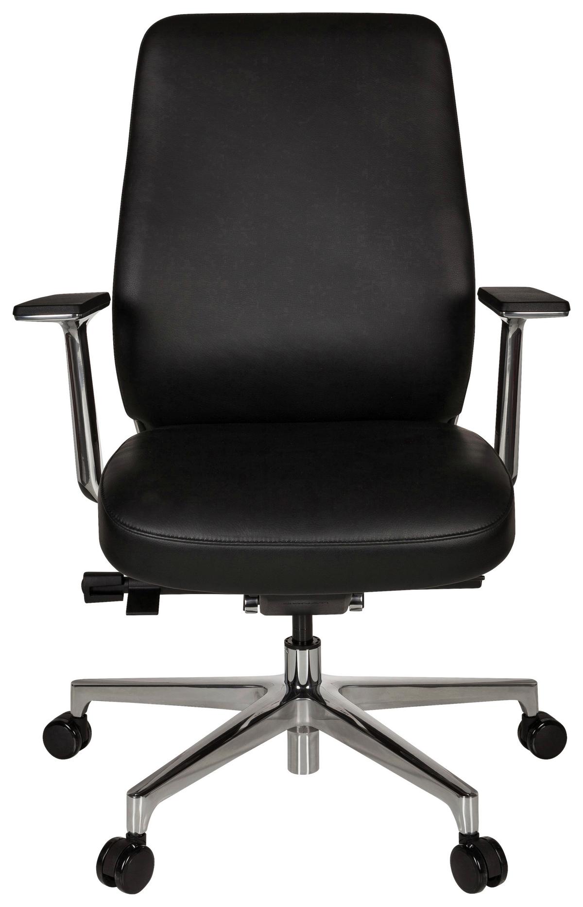 Chefsessel Vermont Schwarz Bis 120 Kg - Silberfarben/Schwarz, Basics, Leder/Kunststoff (67/110/60cm) - MID.YOU