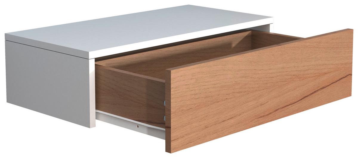 Nachtkästchen Usal M B: 60 Cm Weiß/eiche Dekor - Eichefarben/Weiß, MODERN, Holzwerkstoff (60/15/30cm) - MID.YOU