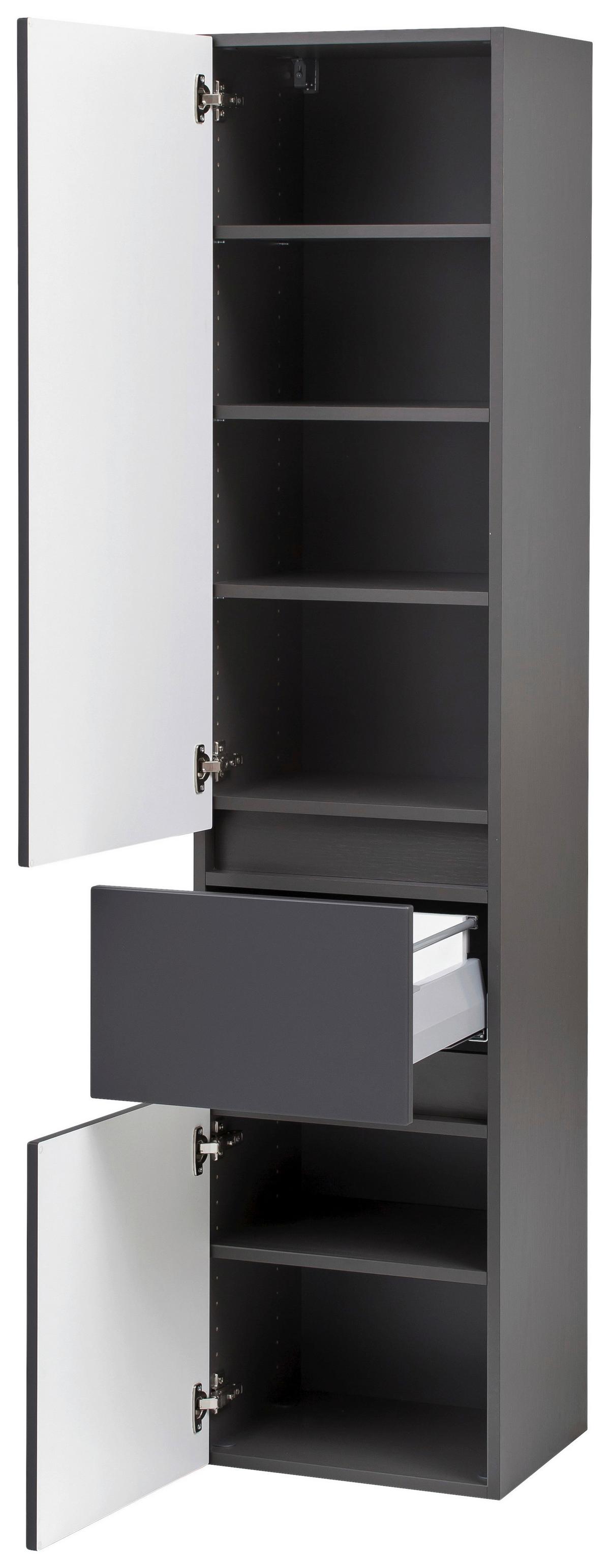 Hochschrank Kopenhagen B: 40 cm Graphitfarben - Silberfarben/Graphitfarben, KONVENTIONELL, Holzwerkstoff (40/180/35cm) - Held