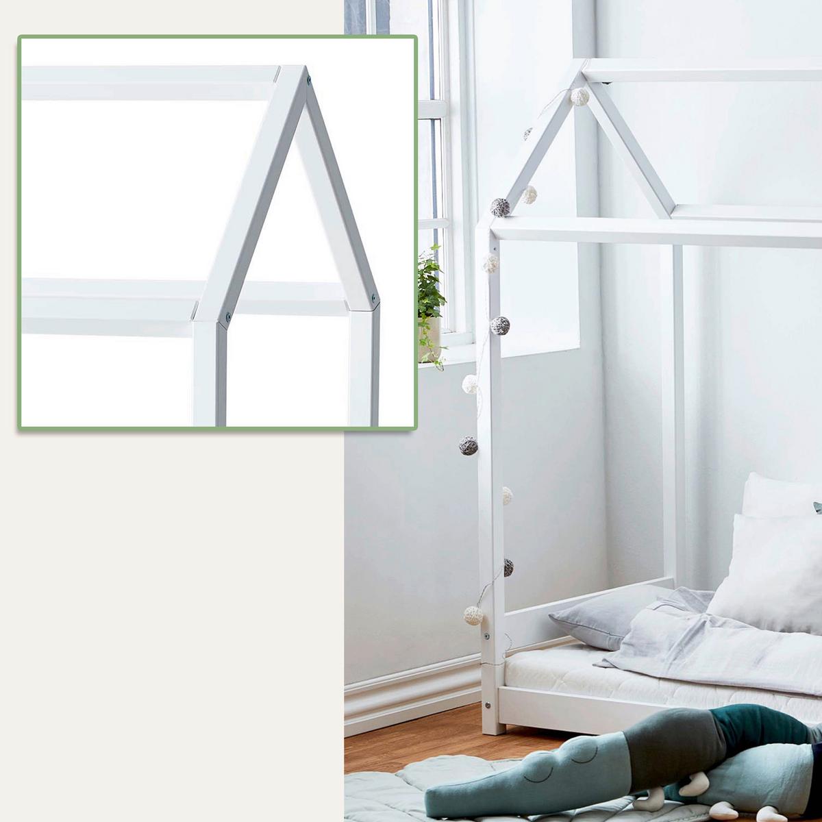 Hausbett Eco One Weiß, Lf: 70x160 cm - Weiß/Naturfarben, MODERN, Holz (70/160cm) - MID.YOU