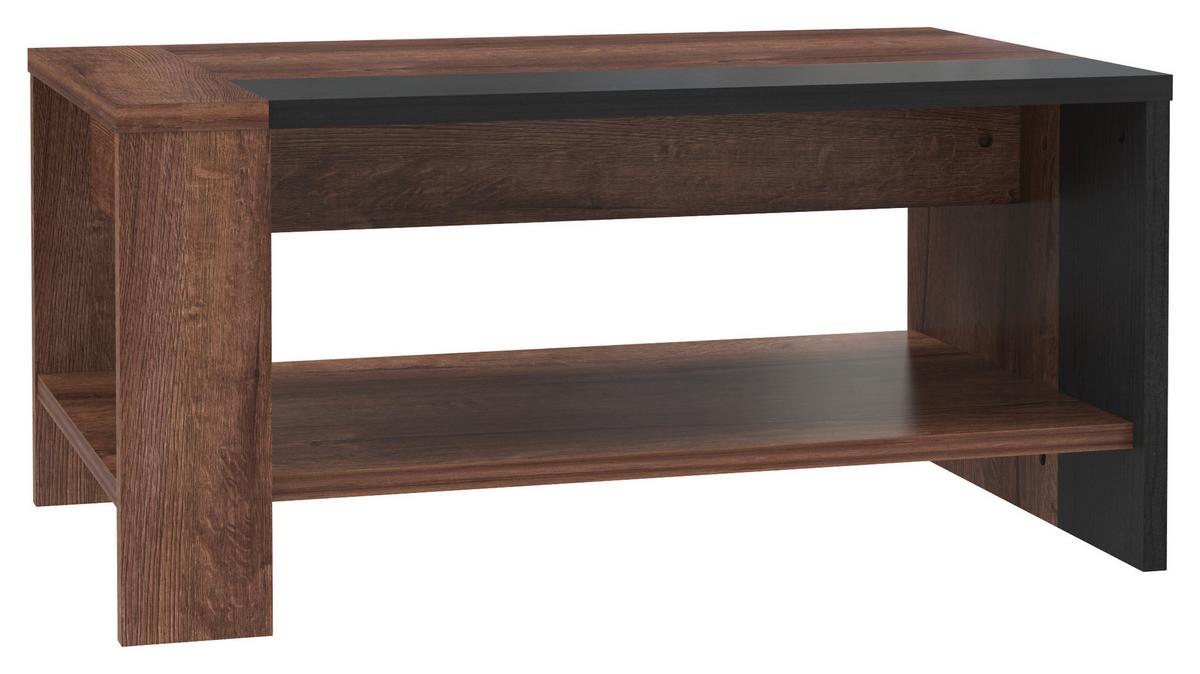 Dohányzóasztal Trass - fekete/tölgyfa, Konventionell, műanyag/faalapú anyag (90/42,5/55,2cm)
