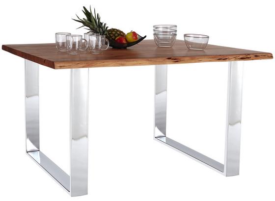 Esstisch B: 140cm Akazie Massiv - Edelstahlfarben/Naturfarben, MODERN, Holz/Metall (140/76/90cm) Esstisch B: 140cm Akazie Massiv - Edelstahlfarben/Naturfarben, MODERN, Holz/Metall (140/76/90cm)