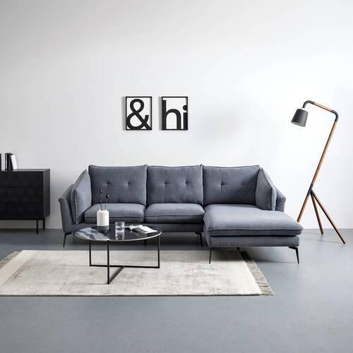 Sedací souprava SANDRO šedá - šedá/černá, Moderní, kov/dřevo (258/86/160cm) - Bessagi Home