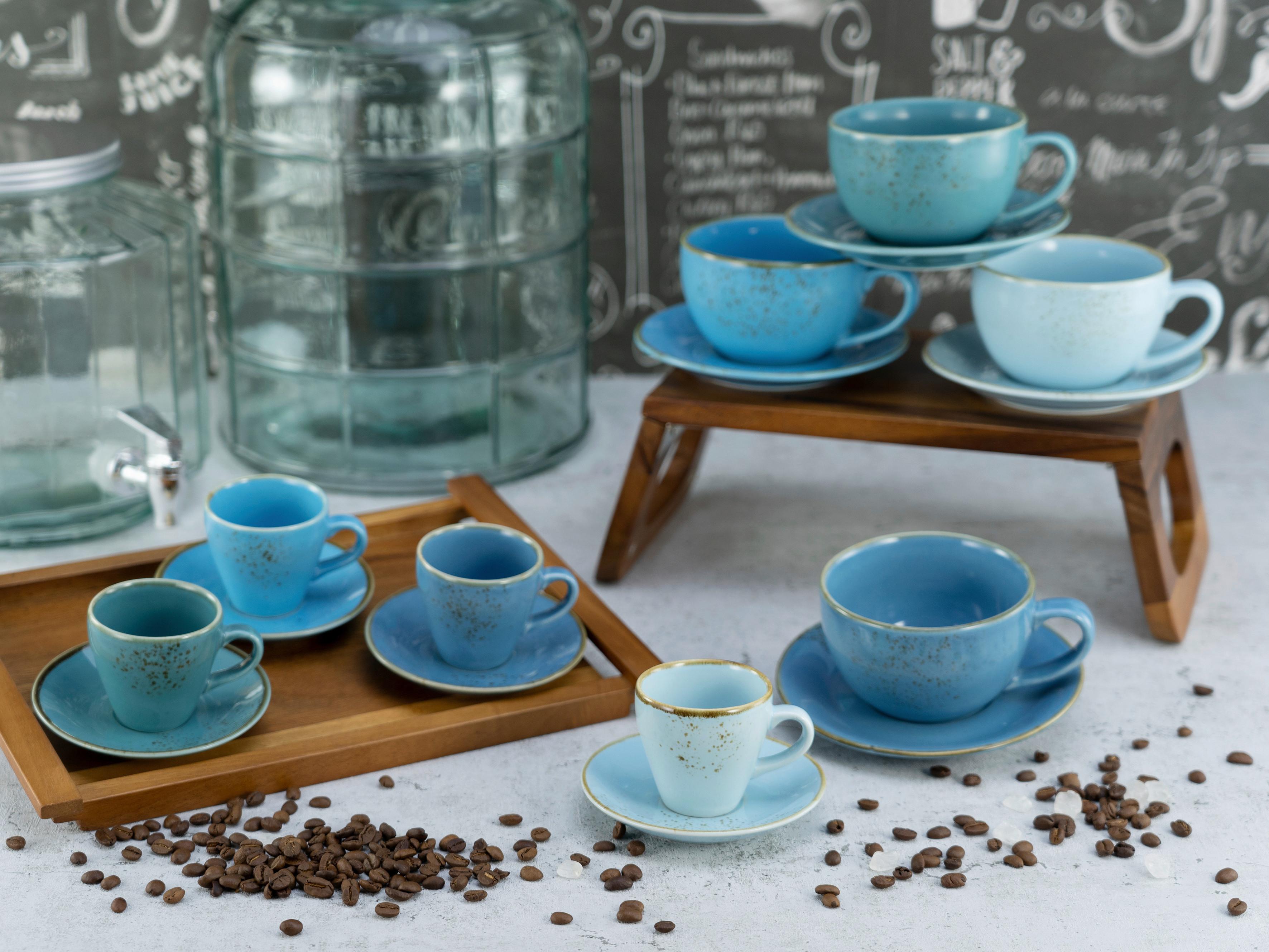 Tassenset Keramik 16-Teilig Blau - Blau, Basics, Keramik - Creatable