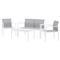LOUNGEGARNITUR BREAK - Weiß/Grau, KONVENTIONELL, Glas/Textil - Gardenson