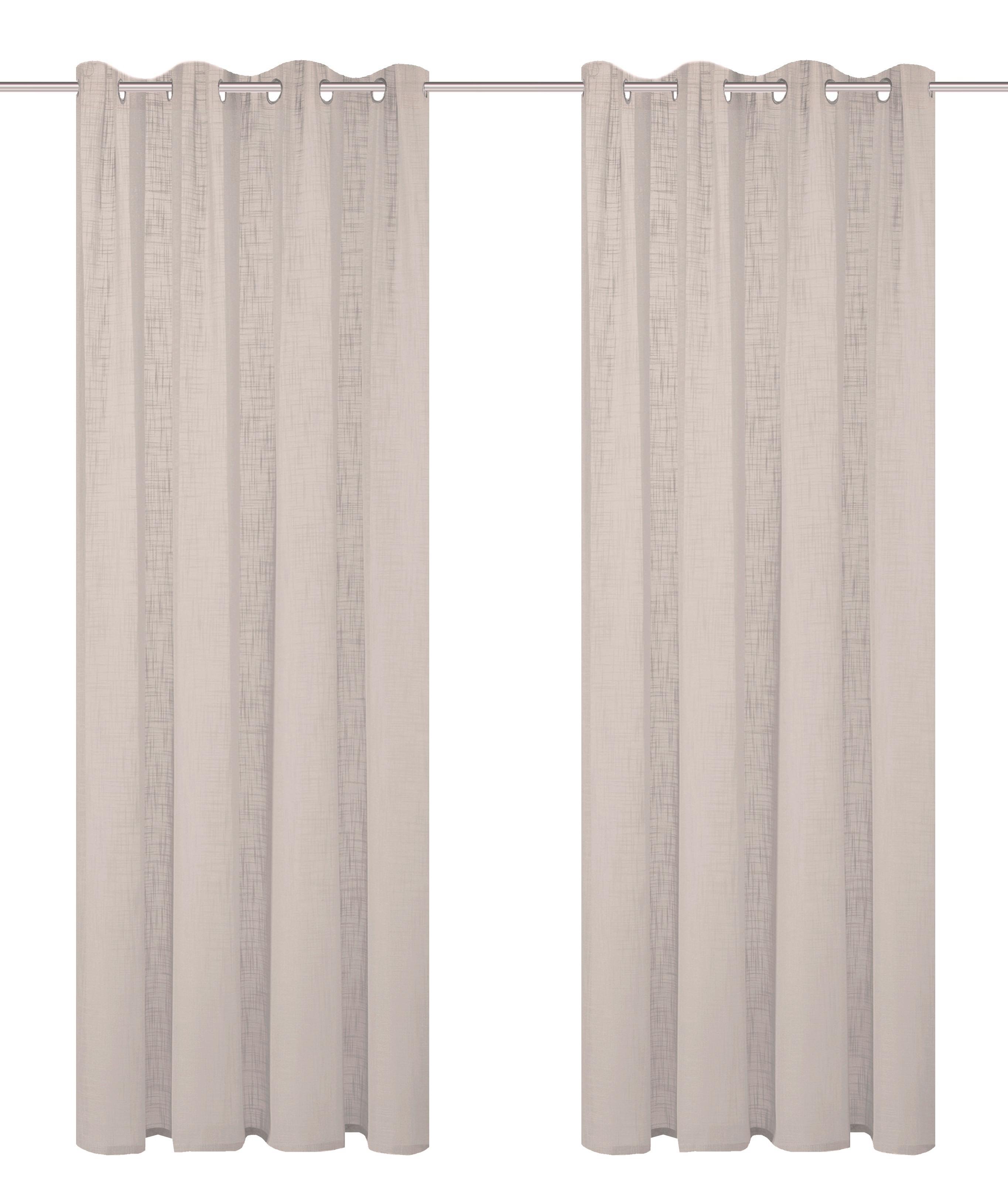 ZÁVES S OČKAMI SOFTY 2ER SET - taupe, Basics, textil (140/160cm)