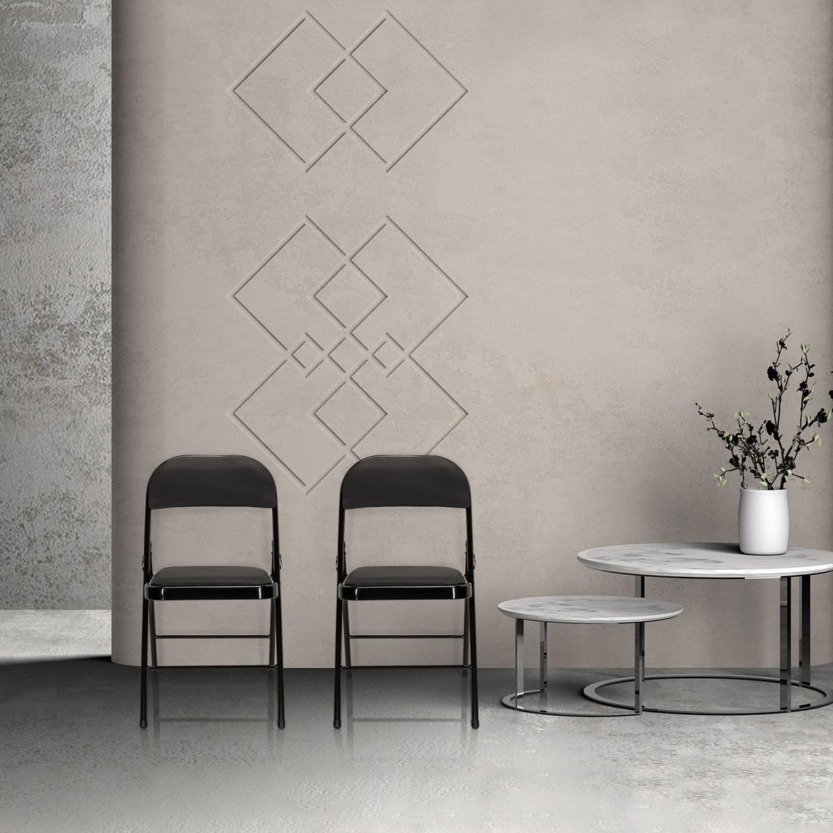 Klappstuhl Tudela Pu Schwraz Lederlook - Schwarz, Basics, Textil/Metall (44/80/49cm) - MID.YOU