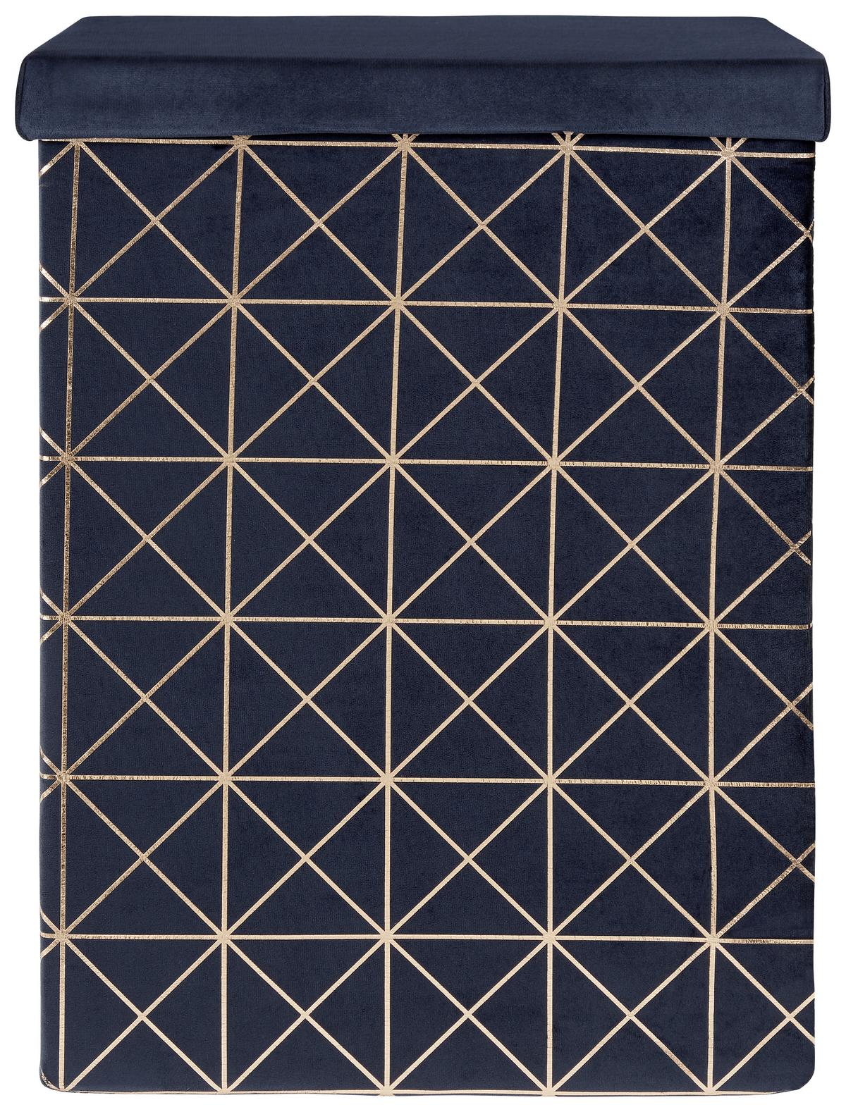 WÄSCHETONNE Pandora 50 Liter - Goldfarben/Dunkelblau, MODERN, Karton/Textil (39/54/29cm) - Luca Bessoni