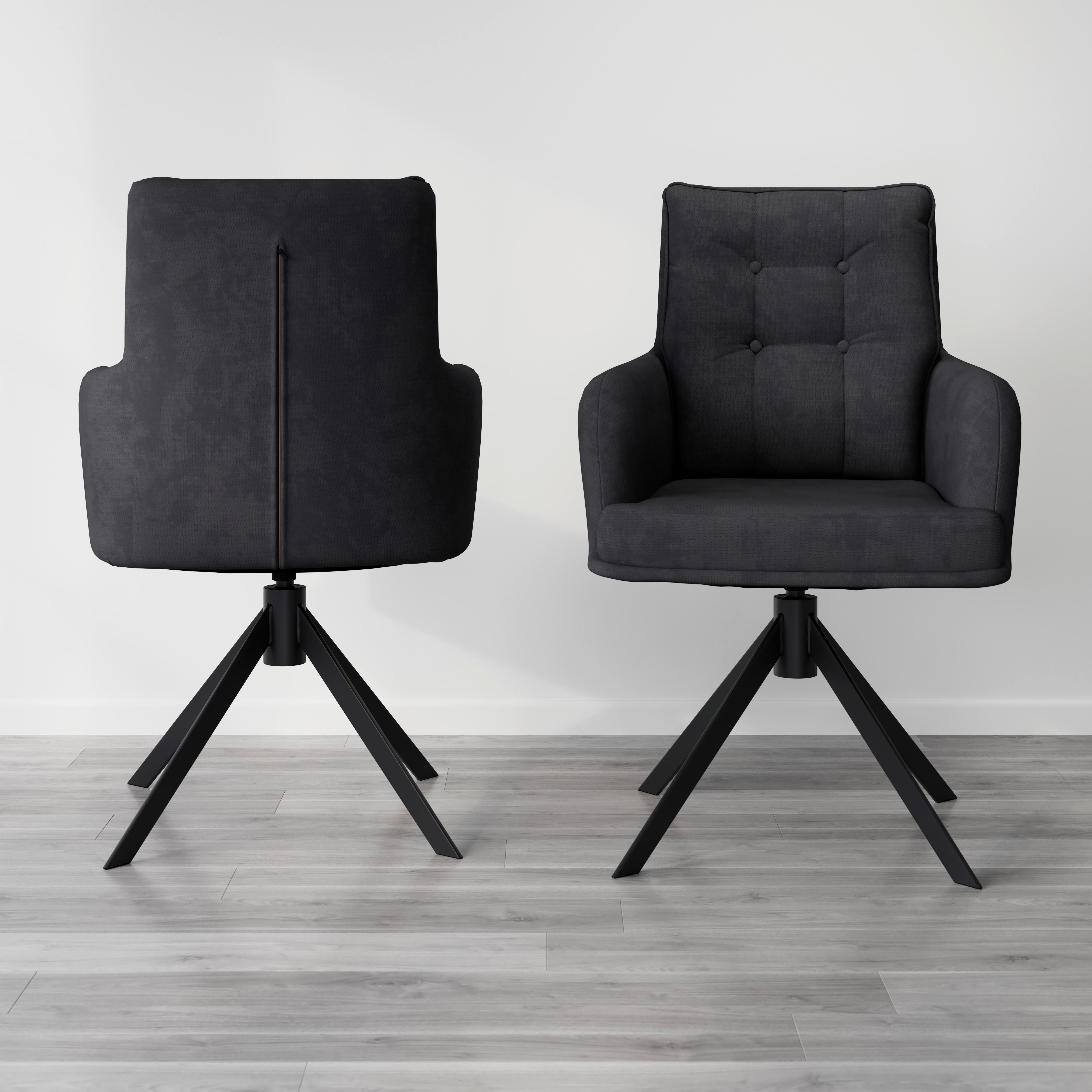 Židle s područkami MARIETTA, černá - černá, Moderní, kov/dřevo (60/92/67cm) - Bessagi Home