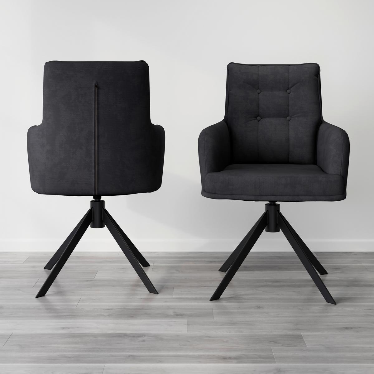 Stolička s podrúčkami MARIETTA, čierna - čierna, Modern, kov/drevo (60/92/67cm) - Bessagi Home