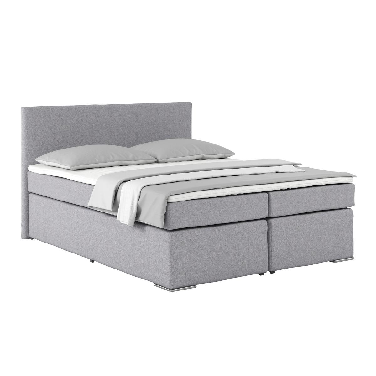 Posteľ Boxspring NERO PL: 160/200 cm, sivá - sivohnedá/svetlosivá, Konventionell, kov/textil (160/200cm)