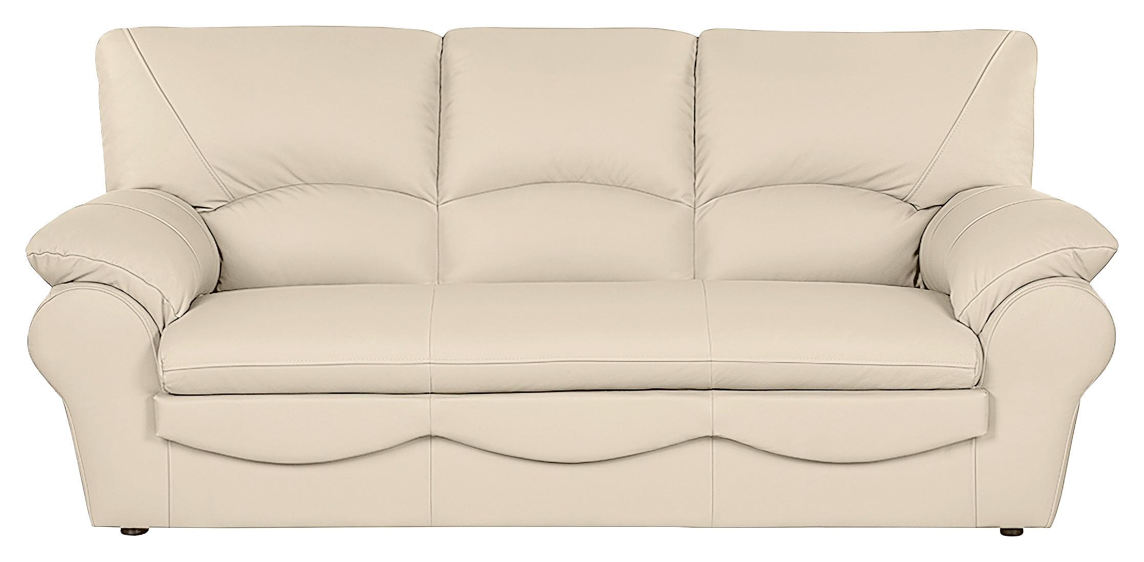 3-Sitzer-Sofa Oslo Beige B: 205 cm - Beige/Schwarz, Design, Leder (205/92/85cm) - Livetastic