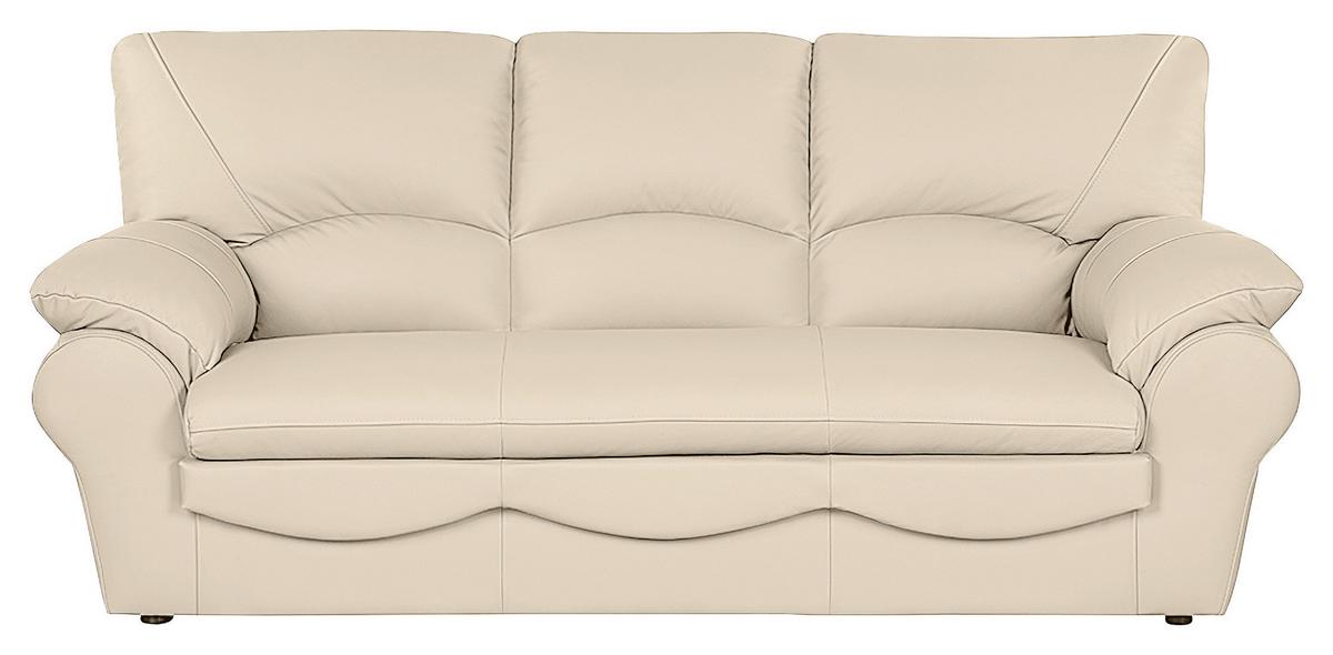 3-Sitzer-Sofa Oslo Beige B: 205 cm - Beige/Schwarz, Design, Leder (205/92/85cm) - Livetastic